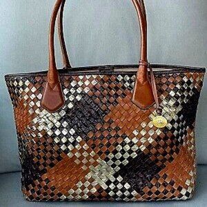 Brahmin Leather Woven Tote LIKE NEW